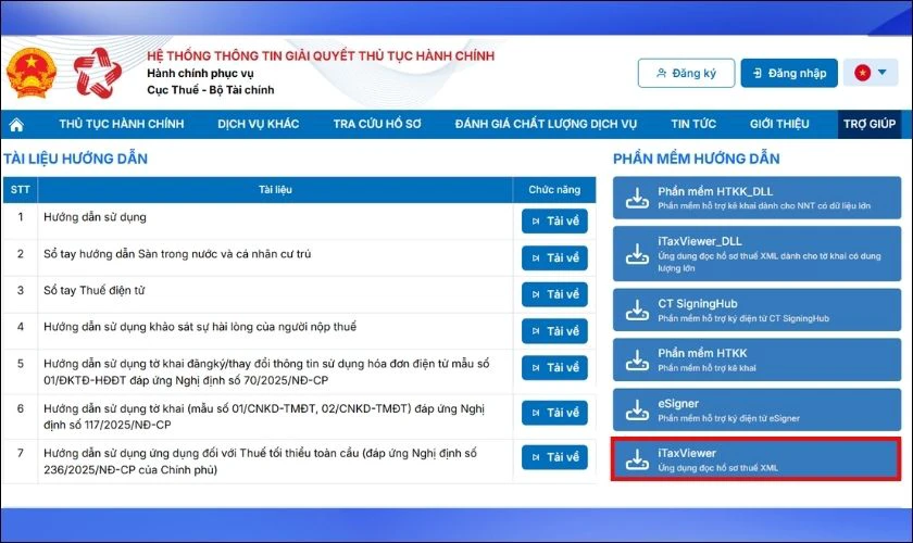 Chọn vào mục iTaxviewer