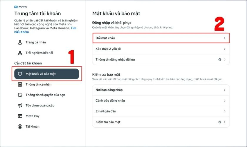 Chọn Mật khẩu & Bảo mật rồi tiếp tục chọn Đổi mật khẩu