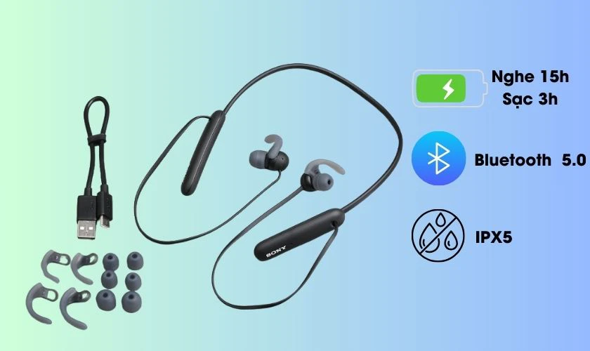 Tai nghe Bluetooth chống nước Sony Extra Bass WI-SP510/BZ E