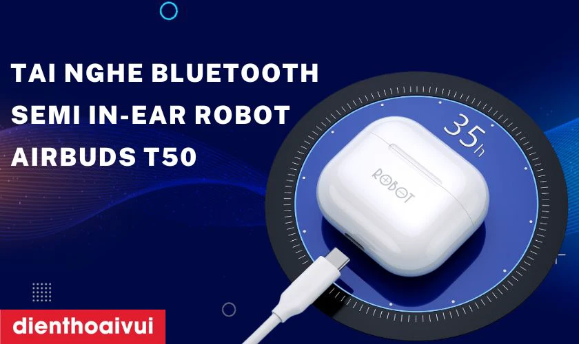 Tai nghe Bluetooth semi in-ear ROBOT Airbuds T50