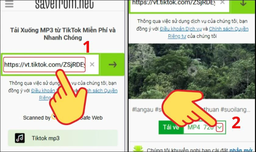 Khi danh sách định dạng hiển thị, nhấn vào mũi tên nhỏ