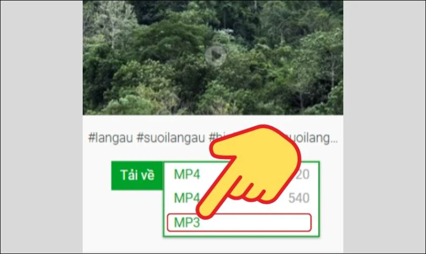 Chọn MP3 để hệ thống tự động tải file âm thanh về thiết bị của bạn