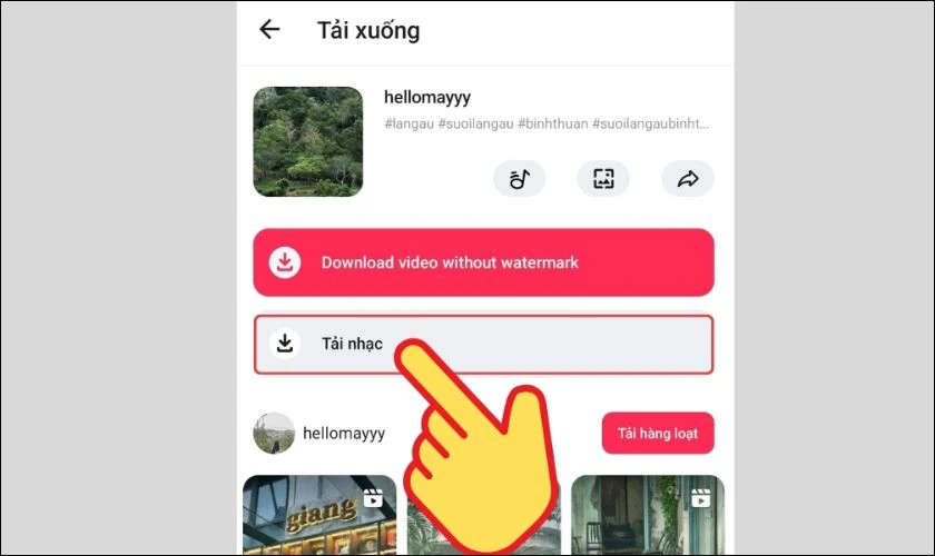 Nhấn chọn Tải nhạc