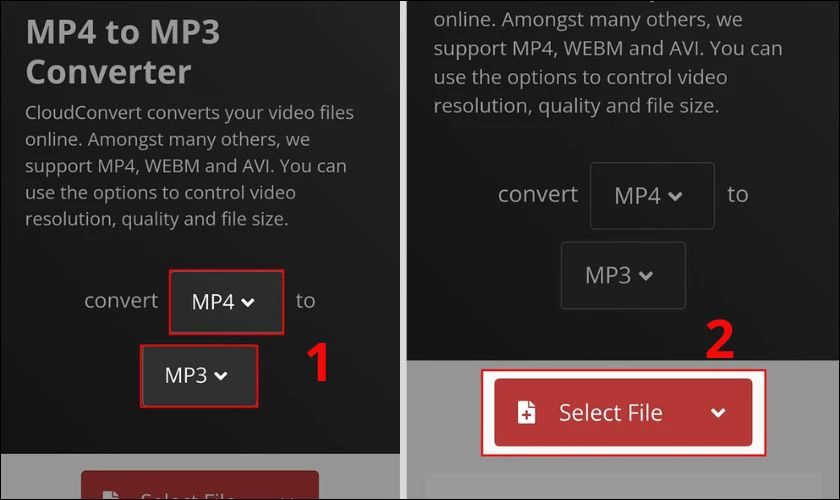 Nhấn Select File để bắt đầu chọn tệp cần chuyển đổi