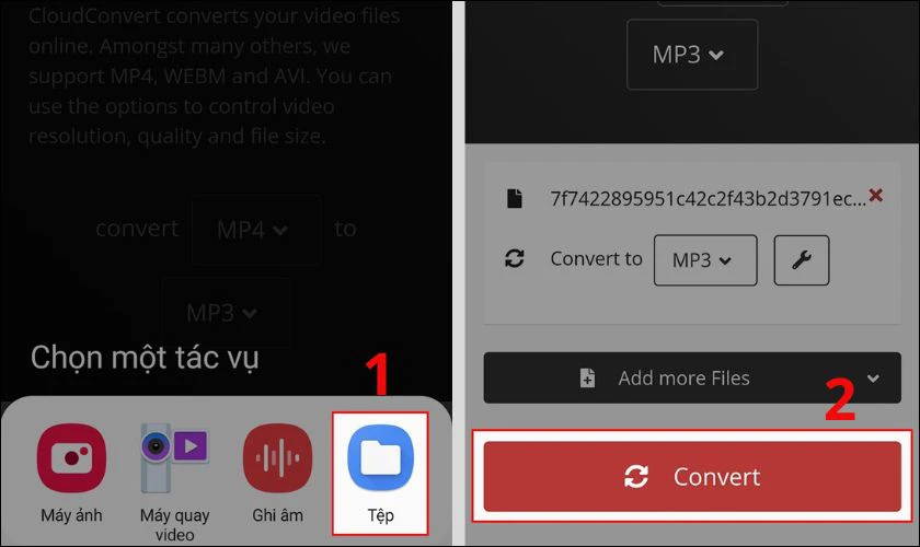 Nhấn nút Convert để bắt đầu quá trình chuyển đổi sang file âm thanh