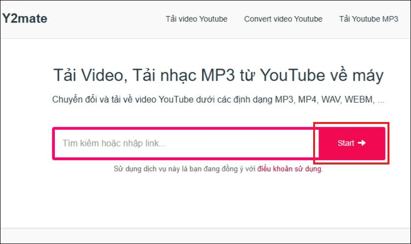 Truy cập trang web https://vi.y2mate.gg/youtube rồi dán liên kết vừa sao chép vào ô tìm kiếm