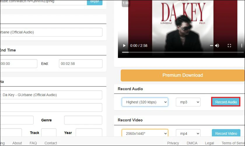 Nhấn nút Record Audio để bắt đầu chuyển đổi