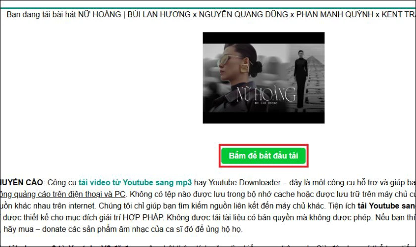 Nhấn Bấm để bắt đầu tải