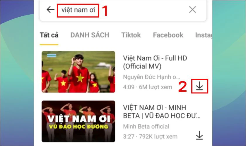 Nhấn chọn vào nút mũi tên Tải về