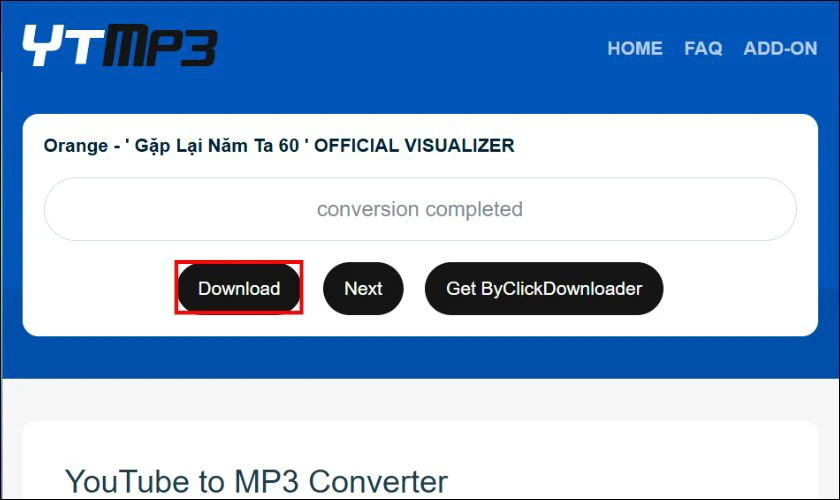 Nhấn vào nút Download để tải file MP3 về máy của bạn