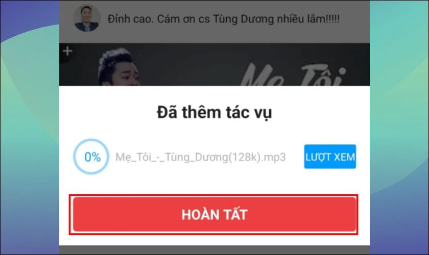 Bấm vào ô Hoàn tất