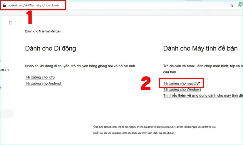 Tải phần mềm ChatGPT cho máy tính MacBook