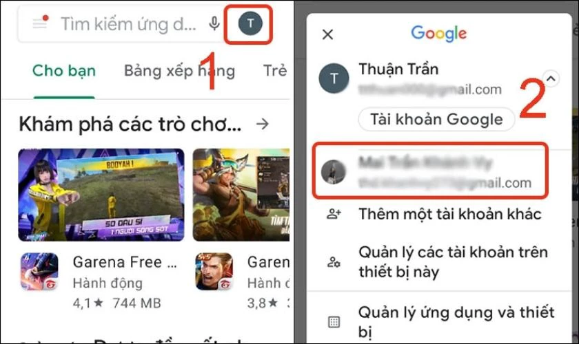 Bạn tiếp tục trở lại CH Play và nhấn vào biểu tượng avatar ở phía trên màn hình