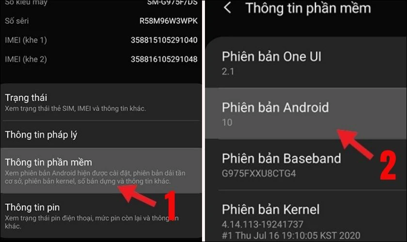 Bạn ấn vào mục Thông tin phần mềm