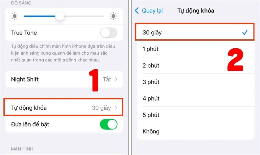 Nhấn vào mục Tự động khoá (Auto-Lock)