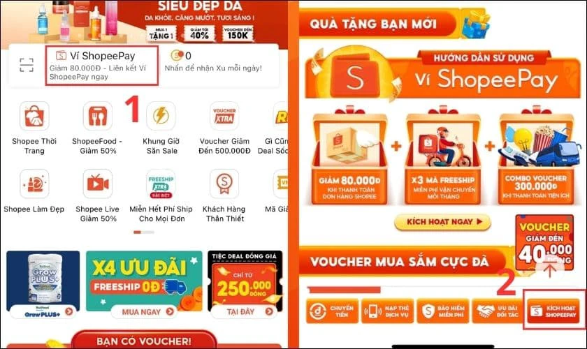 Chọn vào Kích hoạt ShopeePay