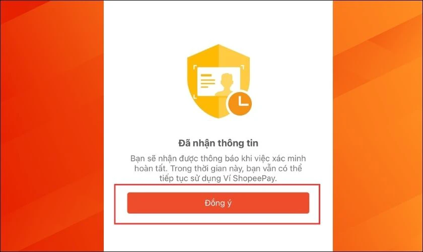 Chọn vào Đồng ý để hoàn tất quá trình xác minh