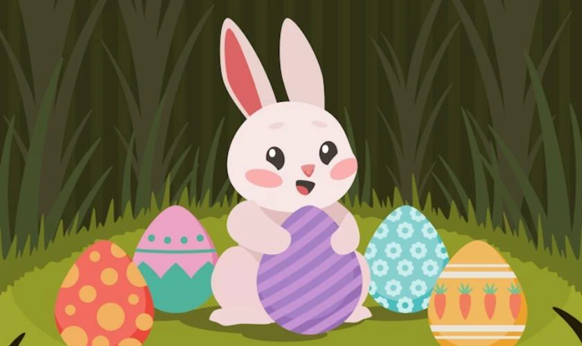 Hình ảnh thỏ và trứng trong Easter Day