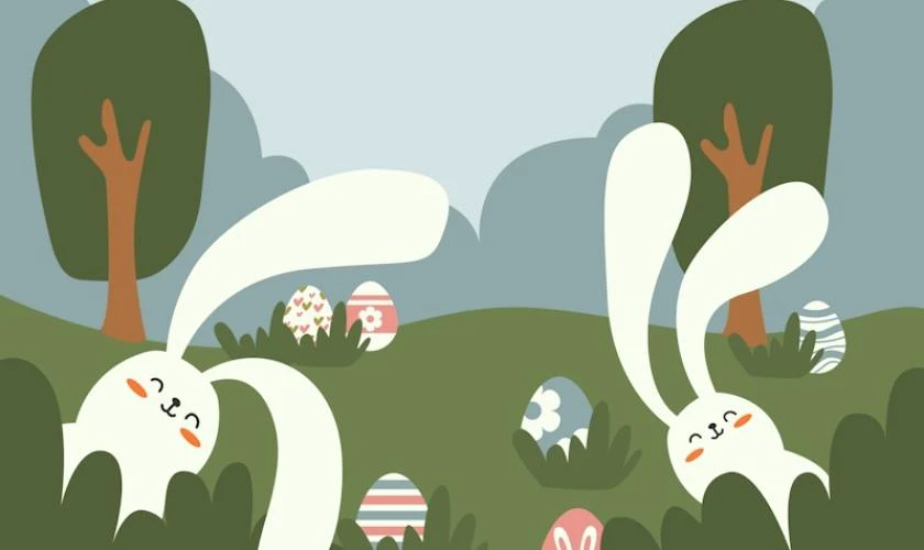 Hình ảnh thỏ và trứng trong Lễ Phục Sinh dễ thương