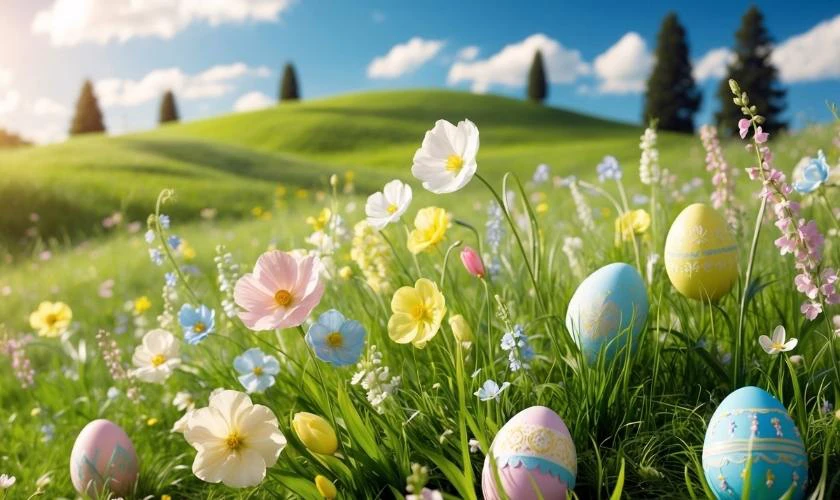 Hình ảnh thỏ và trứng trong Lễ Phục Sinh ấn tượng