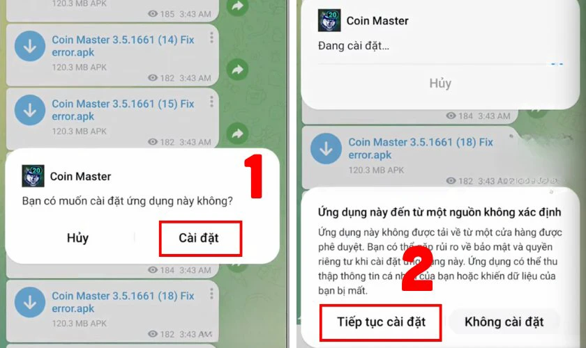 Chọn Tiếp tục cài đặt