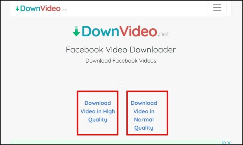 Chọn chất lượng story Facebook muốn tải xuống