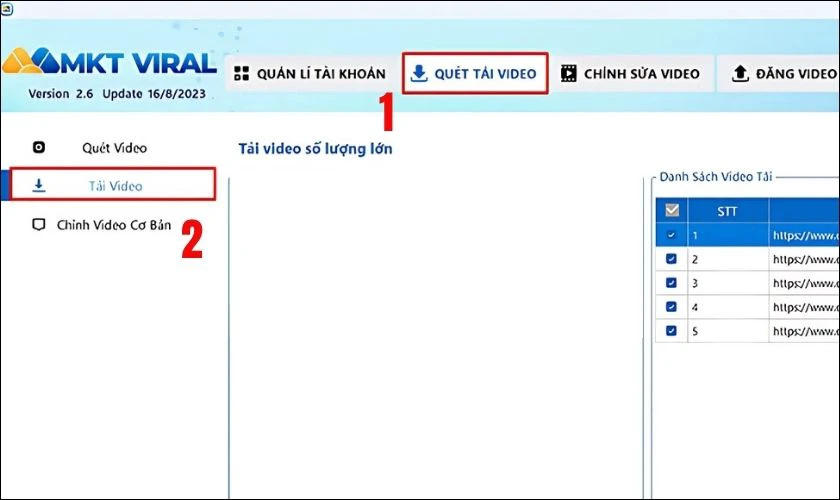 Chọn tab Quét Tải Video