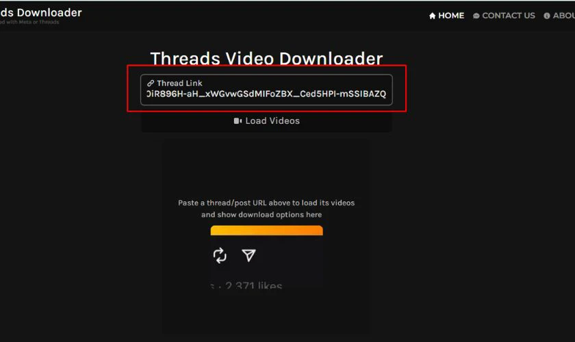 Dán liên kết vào ô “Paste Threads URL here”