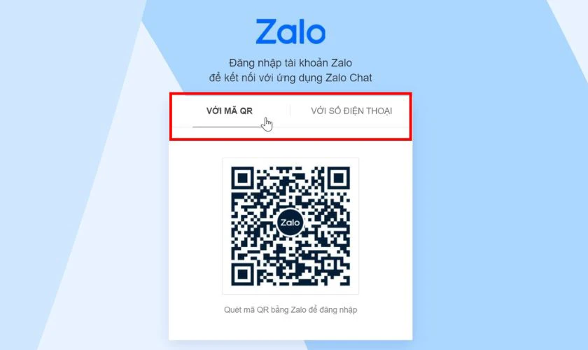 Mở Zalo và đăng nhập bằng số điện thoại hoặc quét mã QR