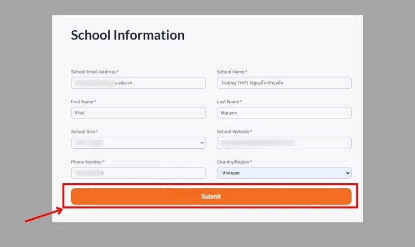 Gửi Submit để yêu cầu xác minh đến Zoom
