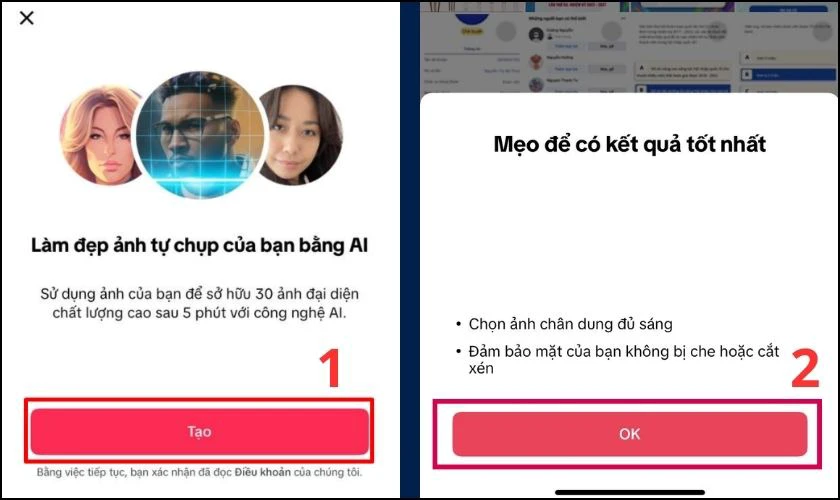 Ấn vào Tạo, chọn OK