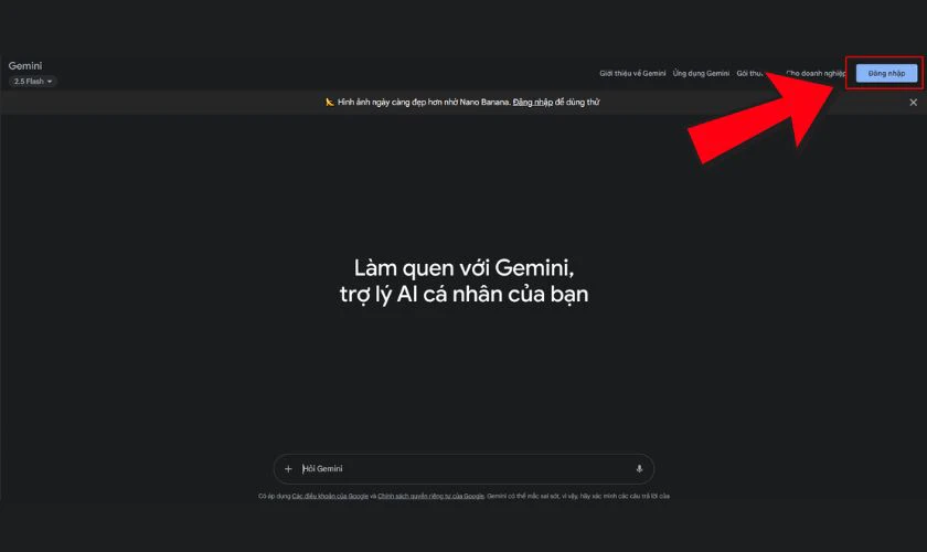 Đăng nhập vào Gemini