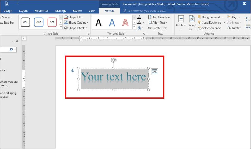 Nhập nội dung muốn tạo chữ nghệ thuật vào khung Your text here vừa mới xuất hiện