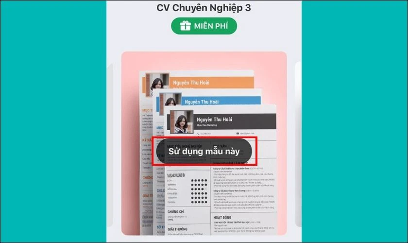 Cách tạo CV xin việc trên điện thoại với TopCV bước 4