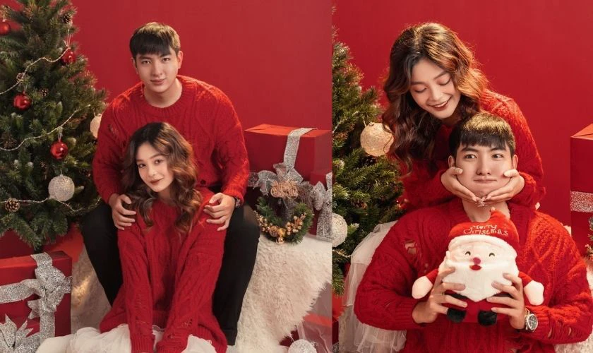 Tạo dáng chụp ảnh Giáng sinh cùng người yêu