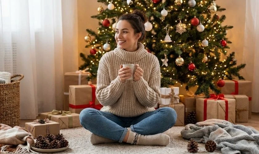 Cách tạo dáng chụp ảnh Noel kiểu dáng ngồi