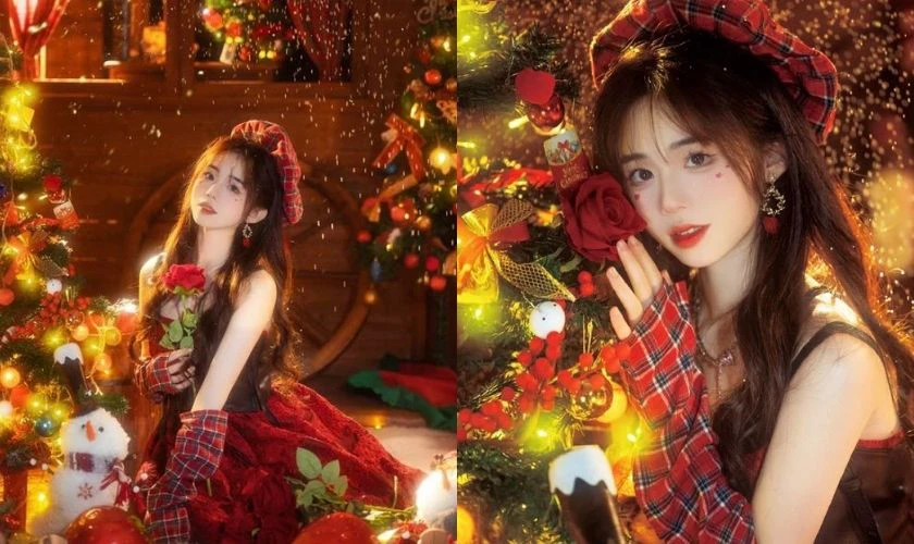 Cách tạo dáng chụp ảnh Noel concept thần tiên tỷ tỷ Douyin