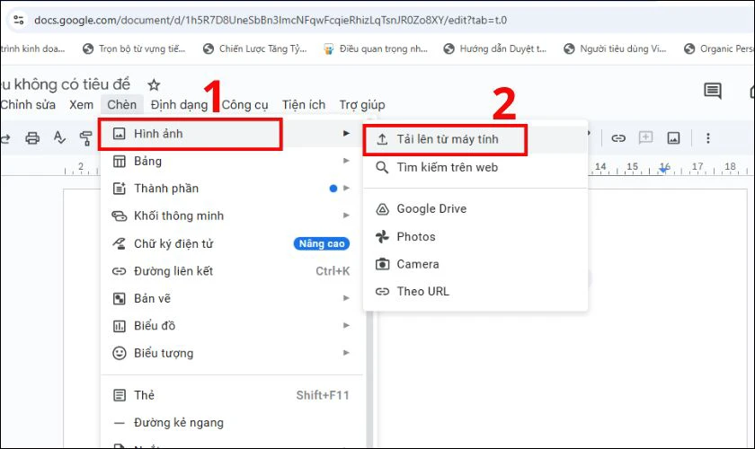 Tạo danh mục h&igrave;nh ảnh trong Google Docs bằng Bookmark