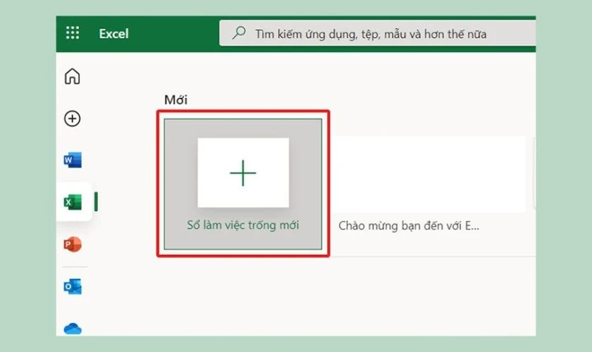 Tạo file Excel Online Mở cửa sổ làm việc mới