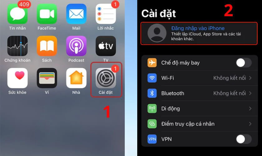 Chọn Đăng nhập vào iPhone