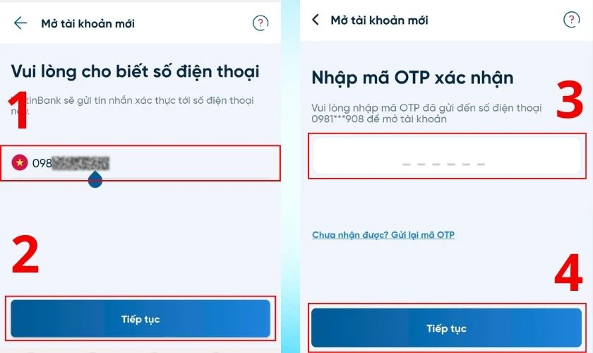 Nhập số điện thoại và xác thực OTP