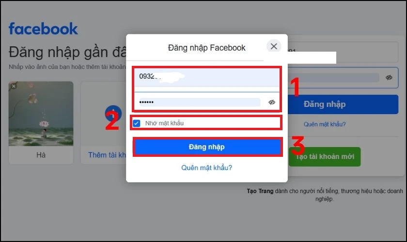 Tiến hành nhập Email hoặc số điện thoại