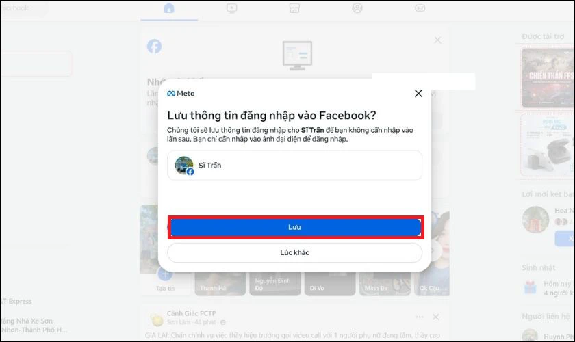 Giao diện mới hiện lên, bạn hãy nhấn Lưu