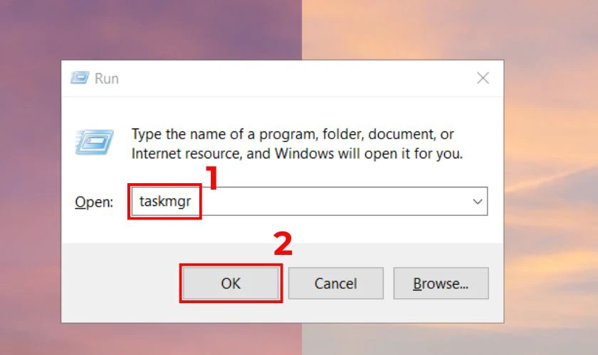 Dùng lệnh Run để mở Task Manager