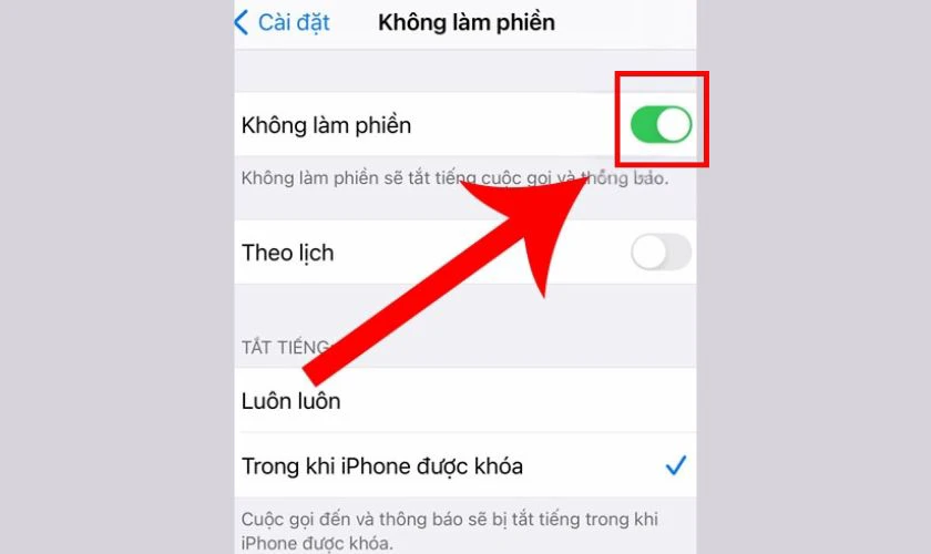 Gạt công tắc sang trái để tắt chế độ này