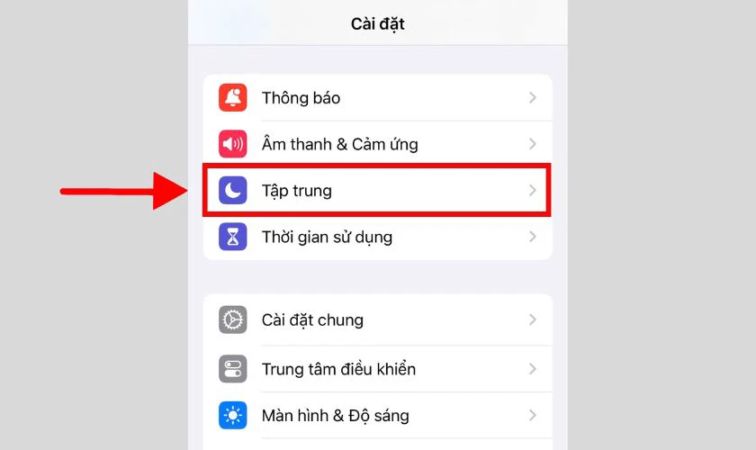 Tắt chế độ không làm phiền trên iPhone 15 bằng Cài đặt