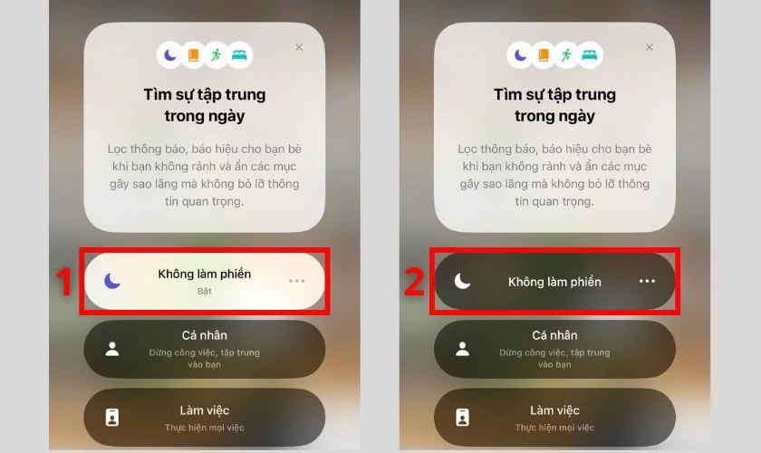 Lựa chọn chế độ tập trung