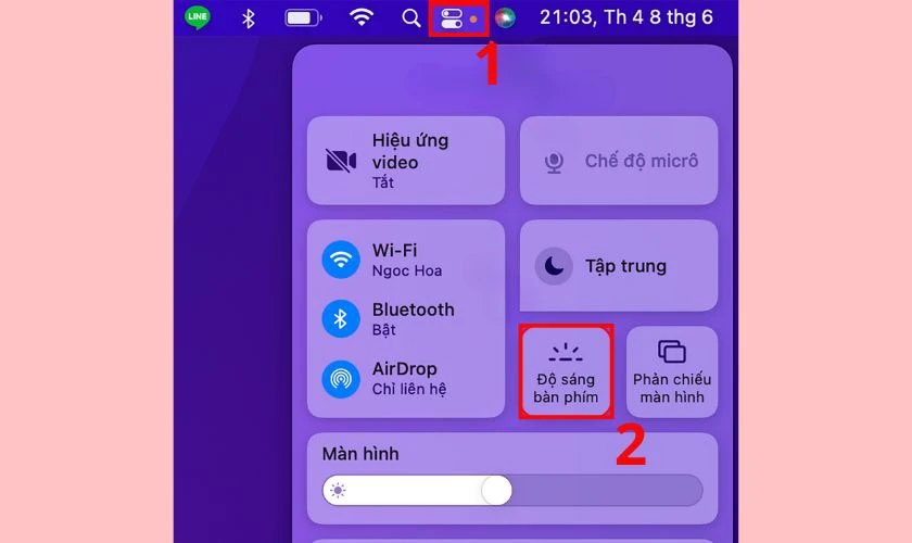 Cách tắt đèn bàn phím MacBook bằng Control Center