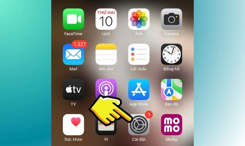 Mở ứng dụng Cài đặt trên iPhone iOS 18.7