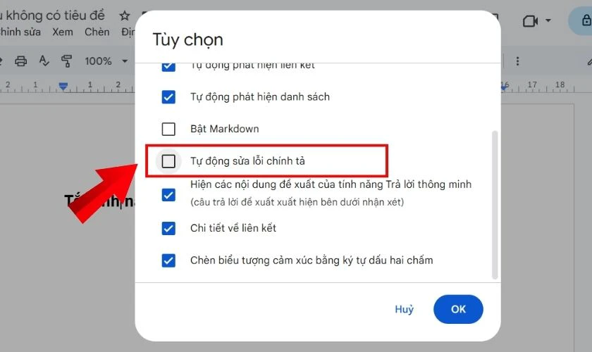 Tắt kiểm tra chính tả trong Google Docs đơn giản